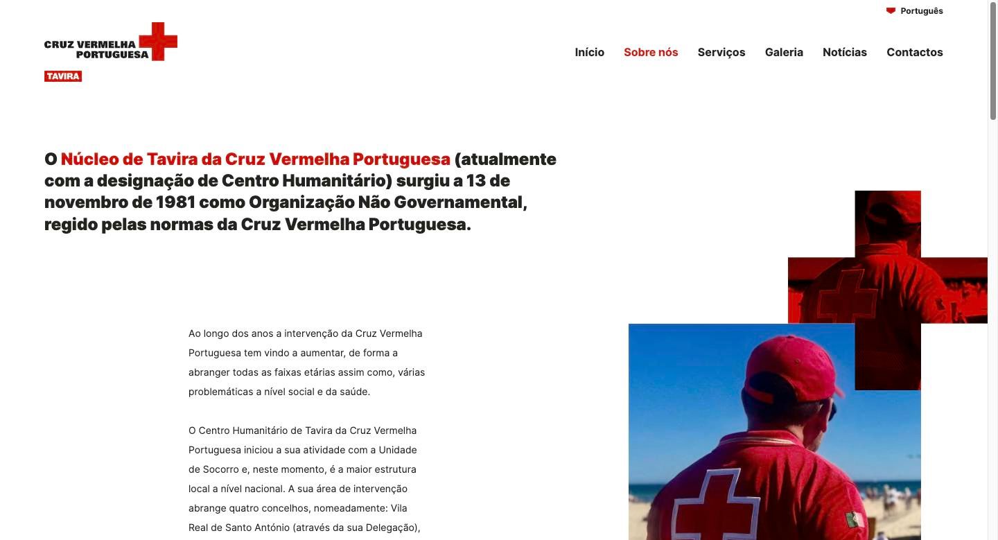 Cruz Vermelha Tavira Website, screenshots 2
